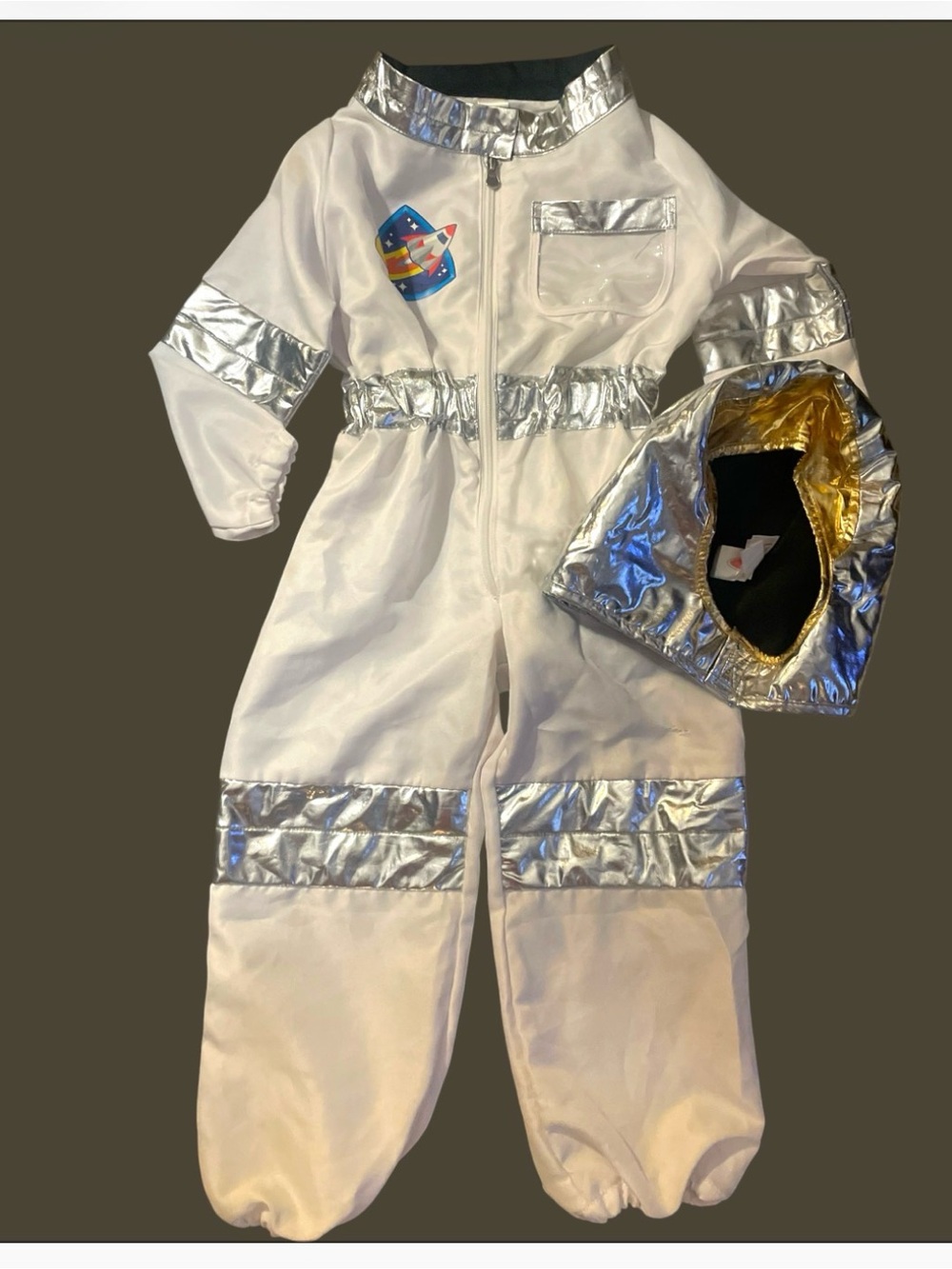 🚀 Melissa & Doug Astronaut Role Play Costume Set Sz 3-6 Yrs White Space Jumpsuit